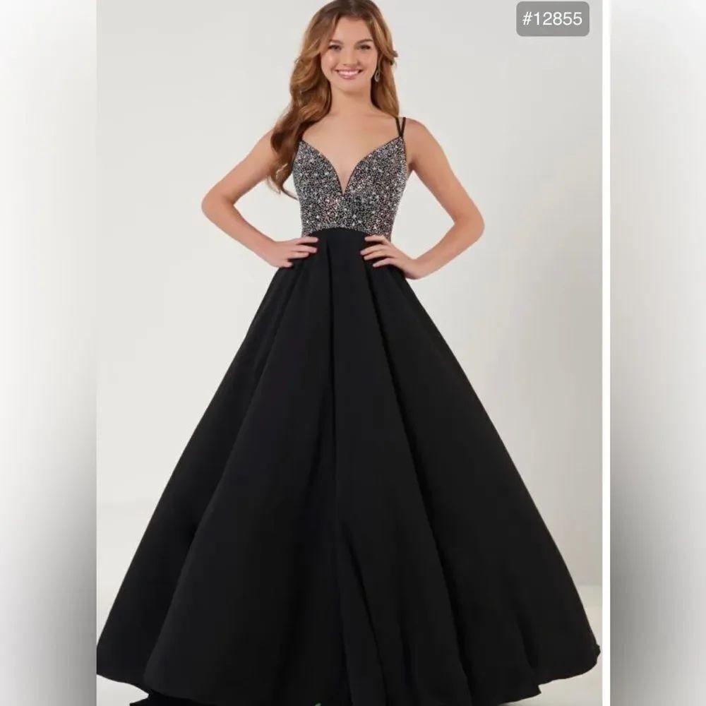 NEW Studio 17 12855 black sparking rhinestone bodice maxi prom ballroom dress 10